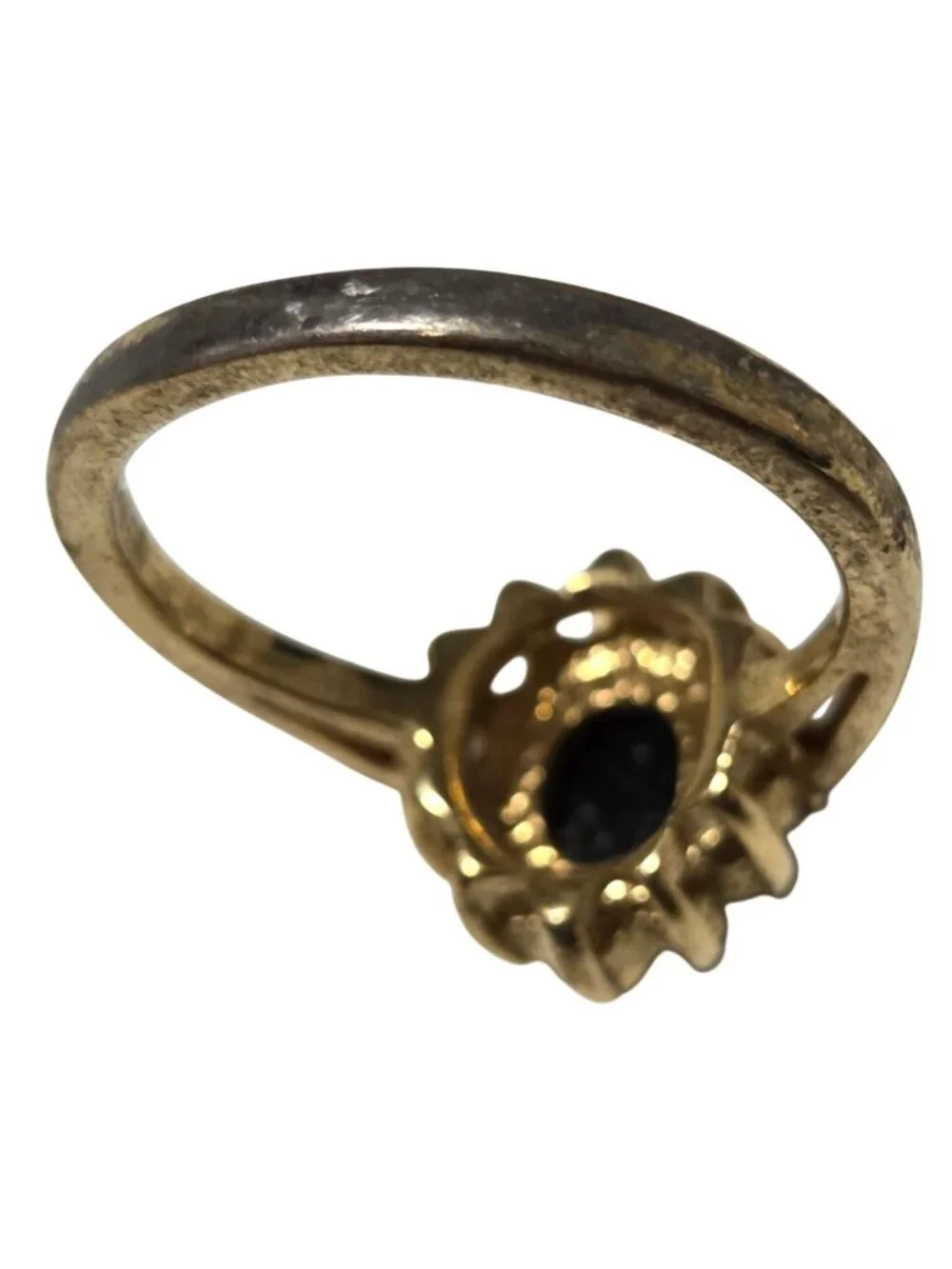 Vintage Black Oval Halo Ring Size 8 Rhinestones Dark Academia Romantic Goth
